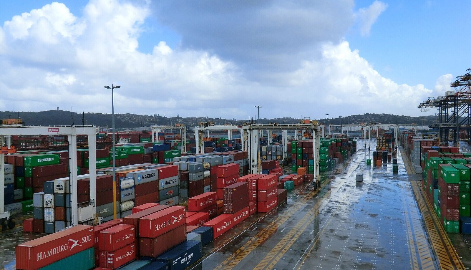 Container terminal stacks at a busy port