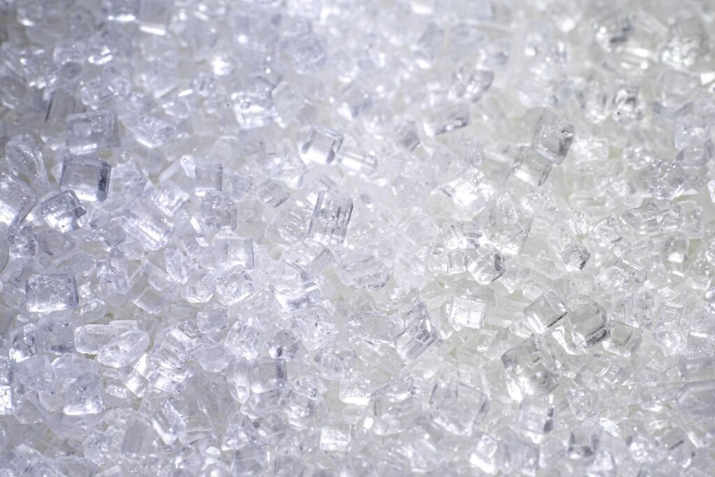 White refined sugar crystals