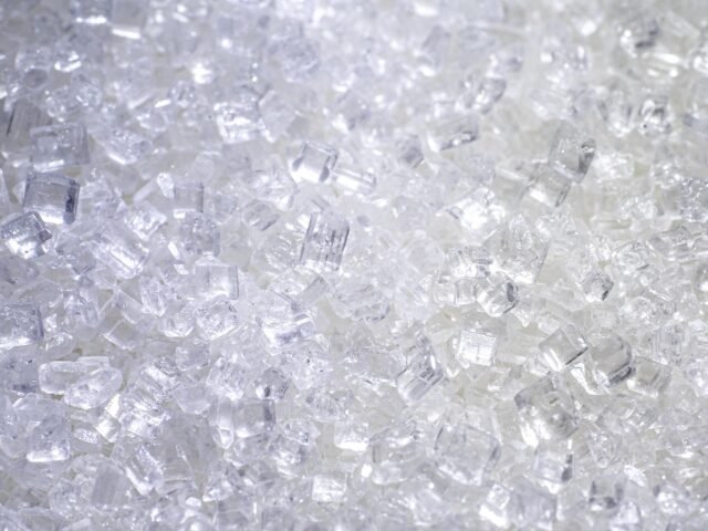White refined sugar crystals
